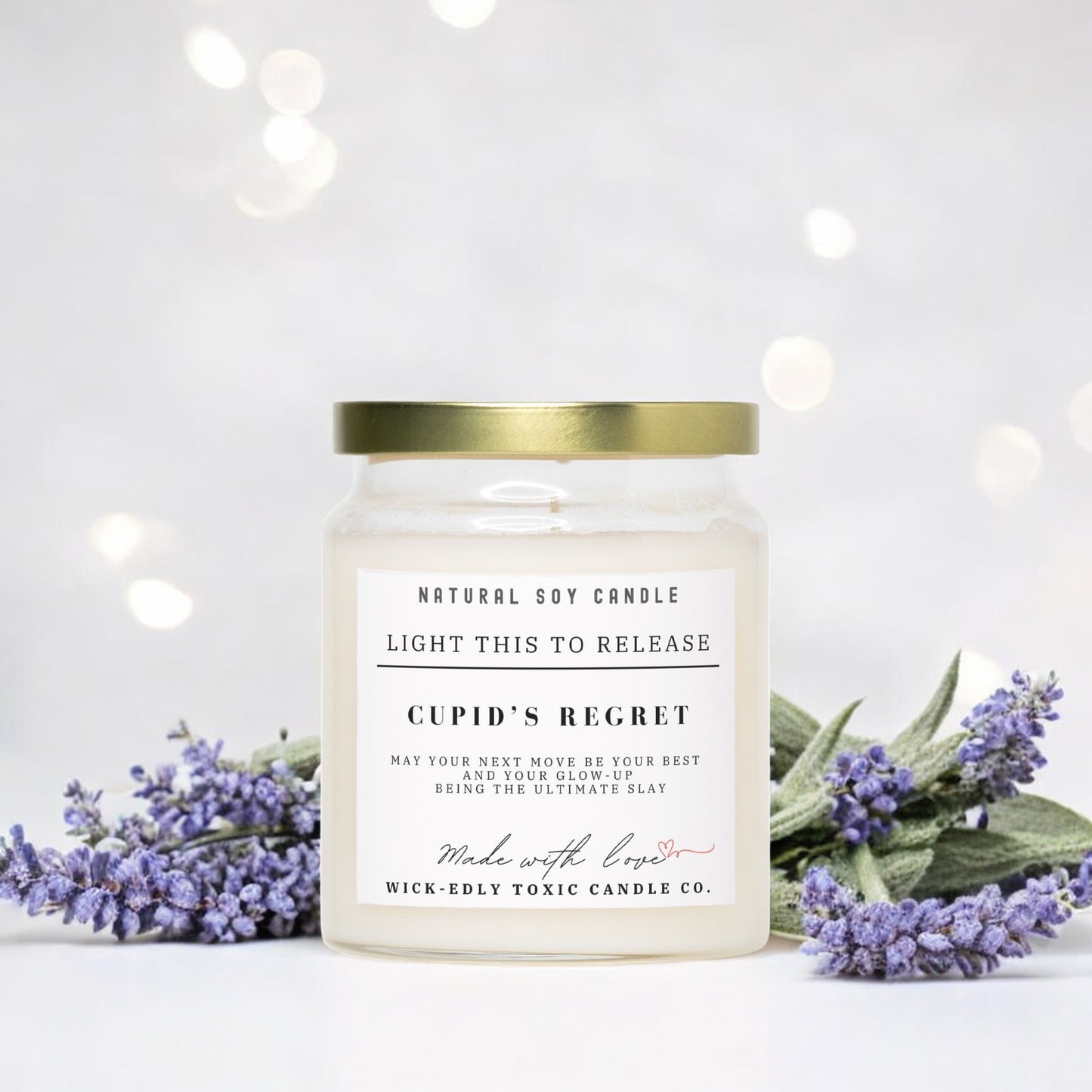 CUPID'S REGRET CANDLE-  TRIPLE SCENTED SOY WAX- 9oz
