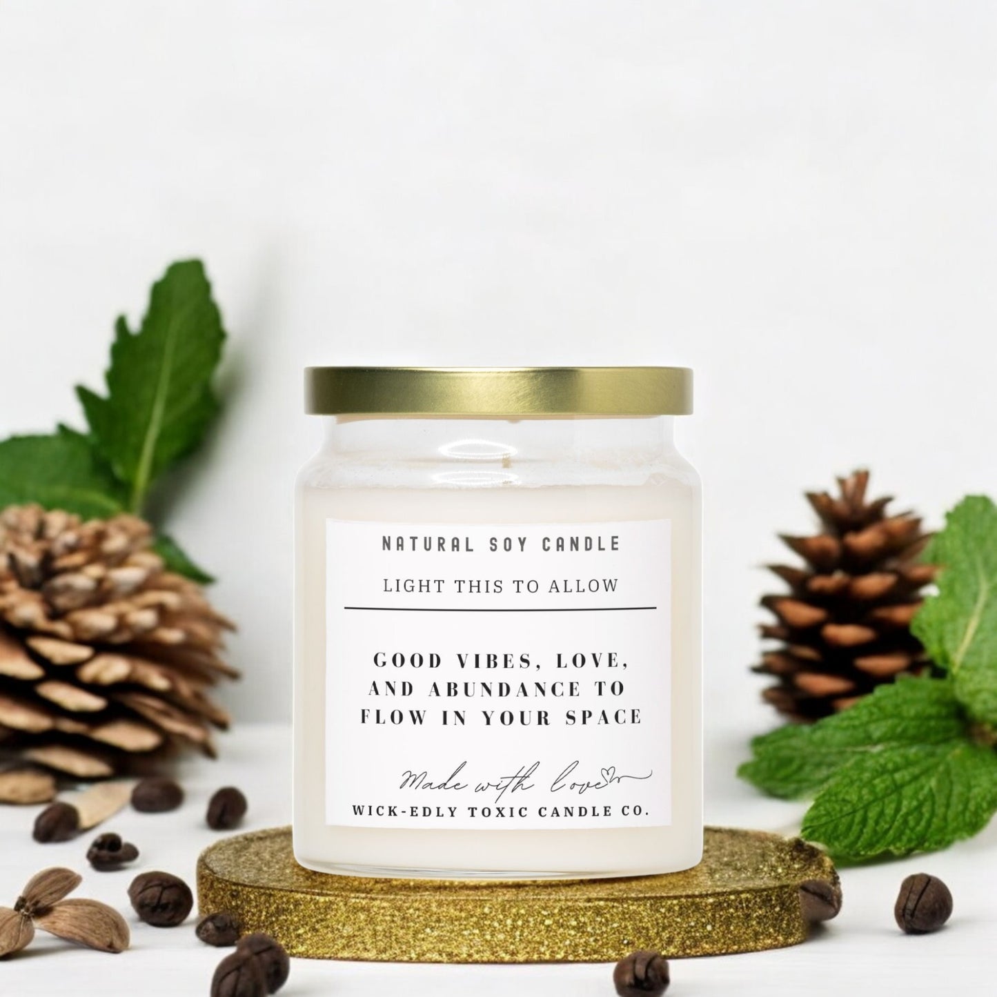 GOOD VIBES, LOVE & ABUNDANCE CANDLE | TRIPLE SCENTED SOY WAX- 9oz